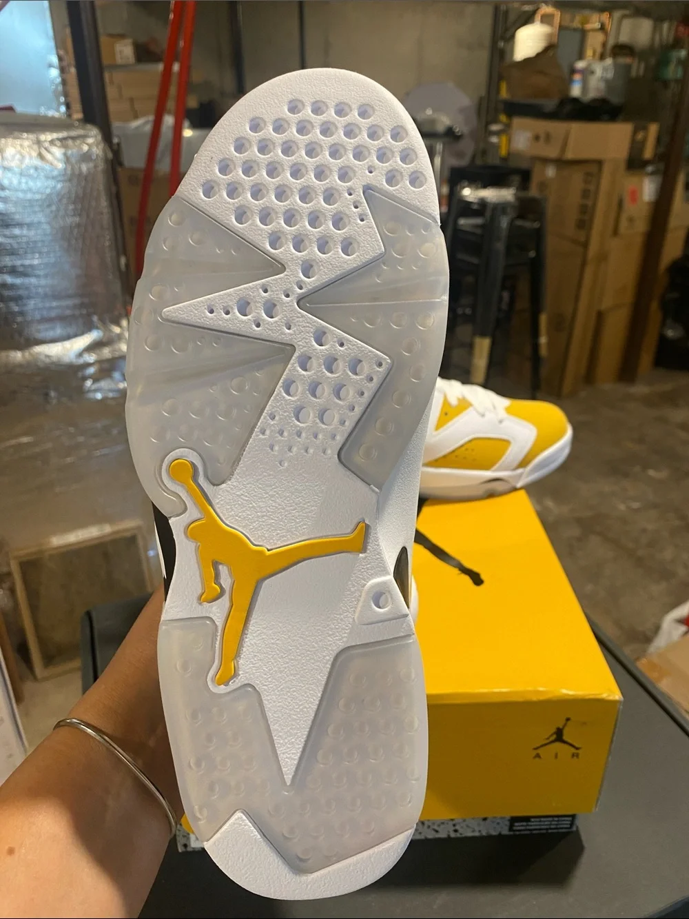 Jordan Retro 6 White and Yellow Sneakers